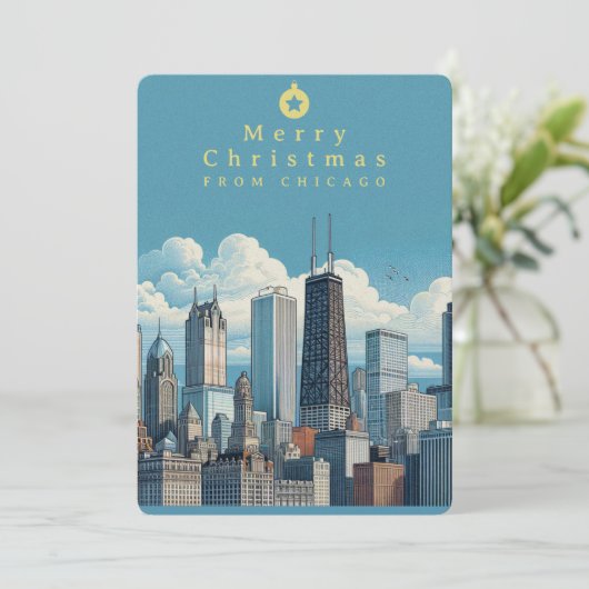 メリークリスマスシカゴフォトフラットホリデーカード シーズンカード (スタンド正面)