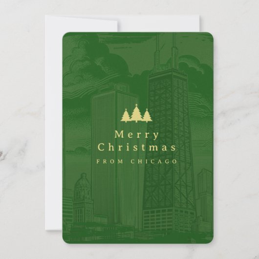 メリークリスマスシカゴフラットホリデーフォトカード シーズンカード (正面)