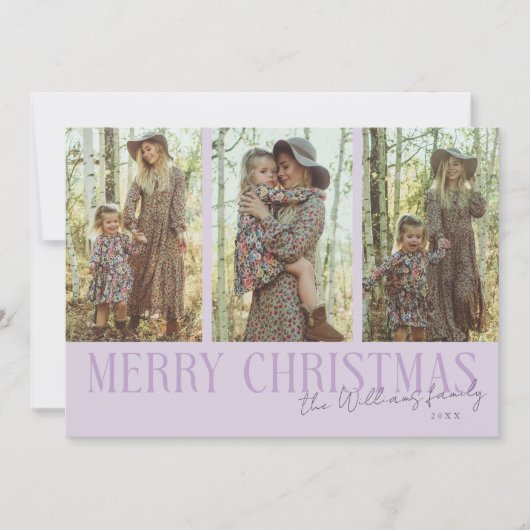 メリークリスマスシグネチャー数々のフォトパープル シーズンカード (正面)