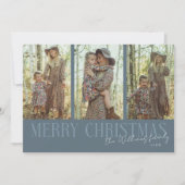 メリークリスマスシグネチャー数々のフォト石板ブルー シーズンカード (正面)