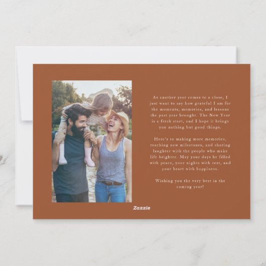 メリークリスマスシグネチャー数々の写真テラコッタ シーズンカード (裏面)