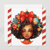 メリークリスマスシスタブラックガールクリスマス魔法女性 シーズンカード (正面/裏面)