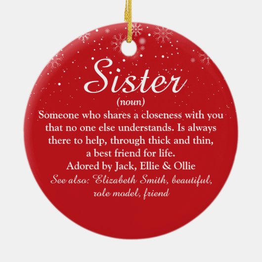 メリークリスマスシスター定義の雪片 セラミックオーナメント (裏面)