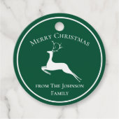 メリークリスマスシックなグリーントナカイカスタムパーティー フェイバータグ (正面)