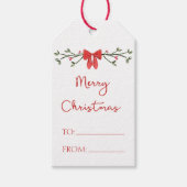 メリークリスマスシックなコケットレッドボウパーソナライズされた ギフトタグ (正面)