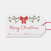 メリークリスマスシックなコケットレッドボウパーソナライズされた ギフトタグ (正面(横))