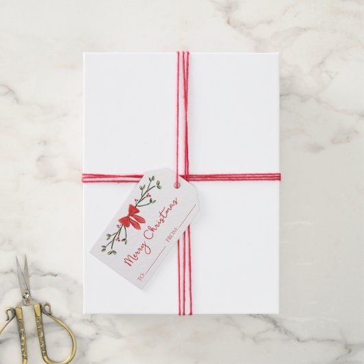 メリークリスマスシックなコケットレッドボウパーソナライズされた ギフトタグ (より糸付き)