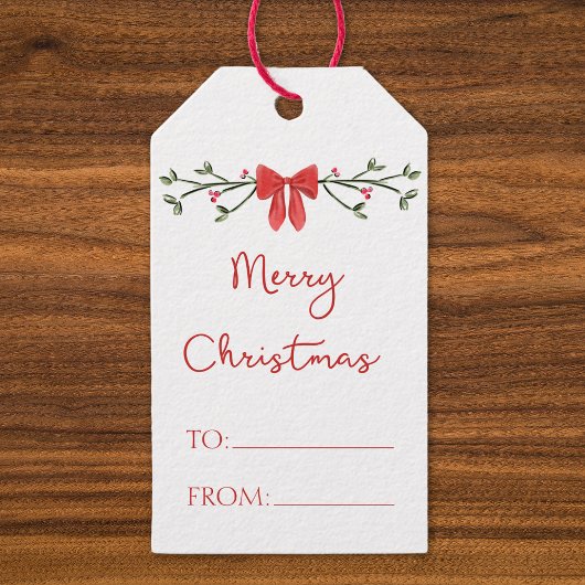 メリークリスマスシックなコケットレッドボウパーソナライズされた ギフトタグ