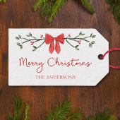 メリークリスマスシックなコケットレッドボウパーソナライズされた ギフトタグ