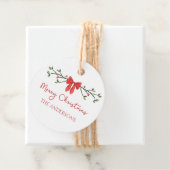 メリークリスマスシックなコケットレッドボウパーソナライズされた フェイバータグ (インサイチュ)