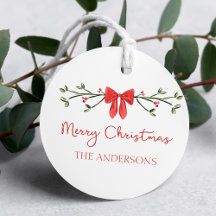 メリークリスマスシックなコケットレッドボウパーソナライズされた