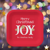 メリークリスマスシックなスクリプエレガントト赤クリスマス ペーパープレート