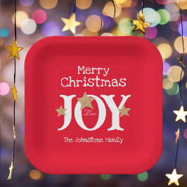 メリークリスマスシックなスクリプエレガントト赤クリスマス ペーパープレート