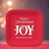 メリークリスマスシックなスクリプエレガントト赤クリスマス ペーパープレート