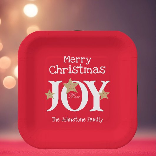 メリークリスマスシックなスクリプエレガントト赤クリスマス ペーパープレート