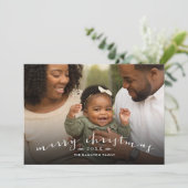 メリークリスマスシックなスクリプトオーバーレイ写真 シーズンカード (スタンド正面)