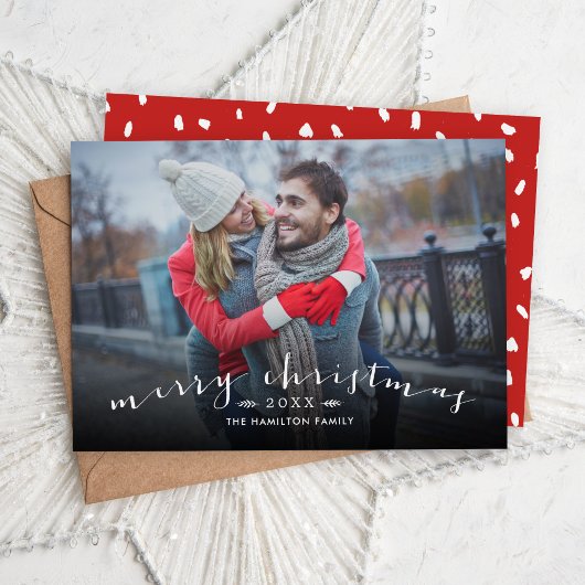 メリークリスマスシックなスクリプトオーバーレイ写真 シーズンカード