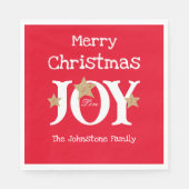 メリークリスマスシックなスクリプトレッドクリスマス紙 スタンダードランチョンナプキン (正面)