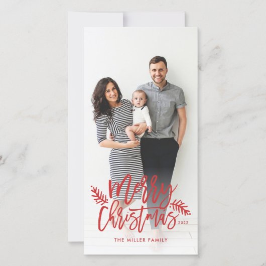 メリークリスマスシックな手レターホリデーフォト シーズンカード (正面)