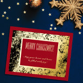 メリークリスマスシックな赤い金ゴールドと黒 箔シーズンポストカード