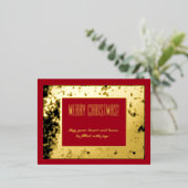 メリークリスマスシックな赤い金ゴールドと黒 箔シーズンポストカード (立ち正面)