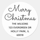 メリークリスマスシックシンプル差出人住所 ラウンドシール (正面)