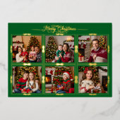 メリークリスマスシックスフレーム写真フロントグリーン 箔シーズンカード (正面)