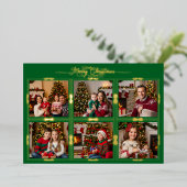 メリークリスマスシックスフレーム写真フロントグリーン 箔シーズンカード (立ち正面)