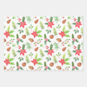 メリークリスマスシックフローラウォーターカラーポインセチア ラッピングペーパーシート (正面3)