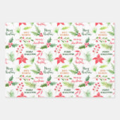 メリークリスマスシックフローラウォーターカラーポインセチア ラッピングペーパーシート (正面)