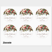 メリークリスマスシックフローラグリーンレッドパインフローラ ラウンドシール (シート)