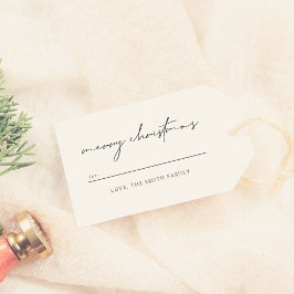 メリークリスマスシックレタリング&グリーンプレイド ギフトタグ