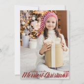 メリークリスマスシック赤いスクリプト写真垂直 シーズンカード (正面)