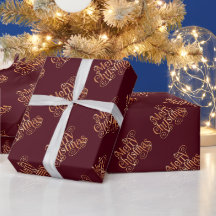 メリークリスマスシャイニースワール金ゴールド文字ダークレッド