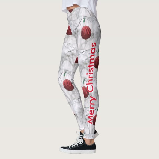 メリークリスマスシャイニー赤オーナメントボール レギンス (左)
