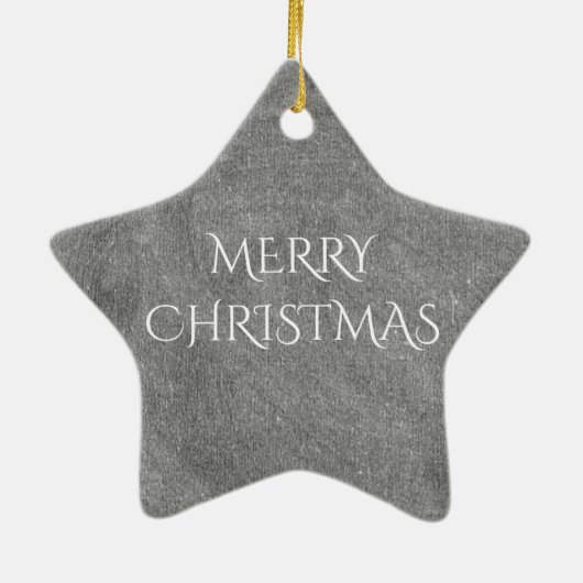 メリークリスマスシャルボードタイポグラフィ白黒 セラミックオーナメント (裏面)