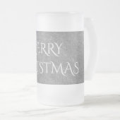 メリークリスマスシャルボードタイポグラフィ白黒 フロストグラスビールジョッキ (正面右)