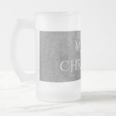 メリークリスマスシャルボードタイポグラフィ白黒 フロストグラスビールジョッキ (左)