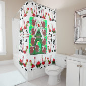 メリークリスマスシャワーカーテンサッカー小妖精や小人 シャワーカーテン (インサイチュ)