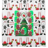 メリークリスマスシャワーカーテンサッカー小妖精や小人 シャワーカーテン (正面)