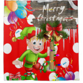 メリークリスマスシャワーカーテン、小妖精や小人 シャワーカーテン (正面)