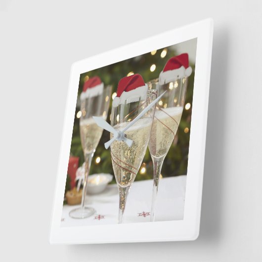 **メリークリスマスシャンパン**時計 スクエア壁時計 (傾斜)