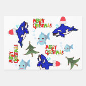 メリークリスマスシャークポーラーベアーサンタ ラッピングペーパーシート (正面3)