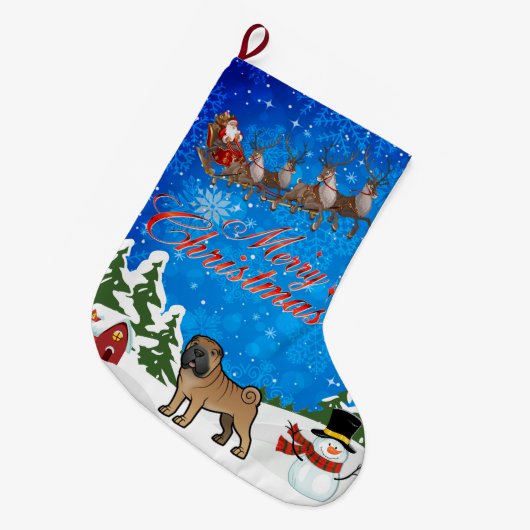 メリークリスマスシャールペイ ラージクリスマスストッキング (正面 (吊り時))