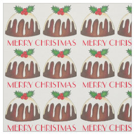 メリークリスマスシュガープラムプディングホリー葉ズ ファブリック