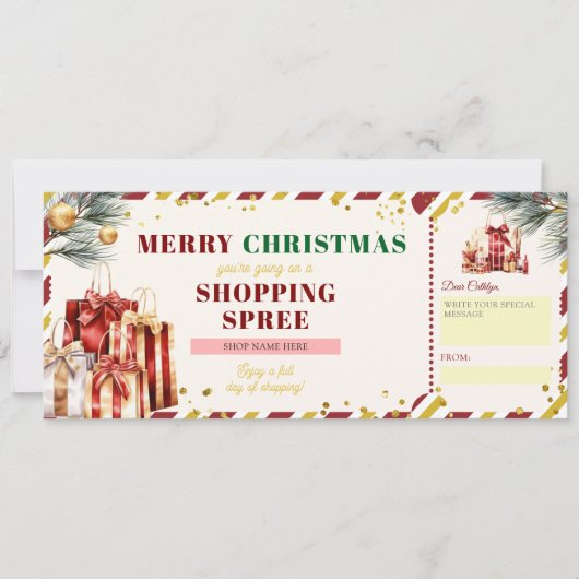 メリークリスマスショッピングスプライホリデーバウチャーギフト (正面)