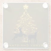 メリークリスマスシルエットディアー&ゴールデンツリー ガラスコースター (裏面)