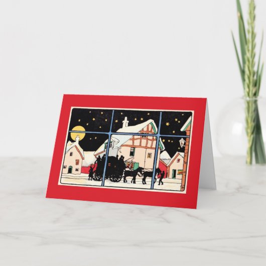 メリークリスマスシルエットヴィンテージ赤 シーズンカード (正面)