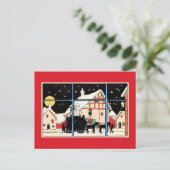 メリークリスマスシルエットヴィンテージ赤 シーズンポストカード (スタンド正面)