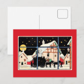 メリークリスマスシルエットヴィンテージ赤 シーズンポストカード (正面/裏面)